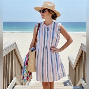 Cloth‎ & Stone Anthropologie Womens Rayon Stripe Blouse/Cover up   Size L,  EUC